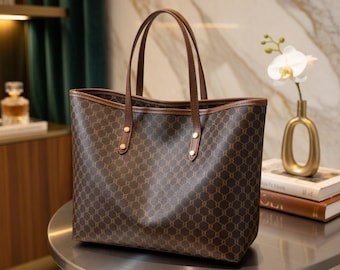 Borsa tote da donna in similpelle di grande capacità, borsa a tracolla con fantasia di design, borsa a mano per tutti i giorni per lavoro e pendolarismo, borsa shopper casual alla moda
