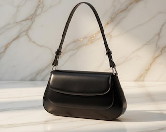 Vintage Genuine Leather Underarm Bag for Women, Cowhide Baguette Shoulder Purse, Luxury Crossbody Handbag, High Quality Leather Tote Bag