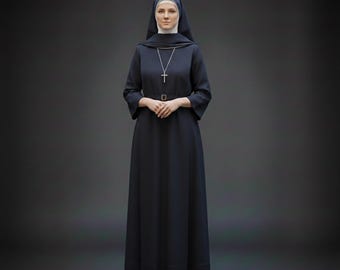 Vestido de monja para mujer, traje de monja para adultos, sotana personalizada, prenda religiosa