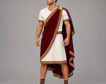 Toga de senador romano para hombre, traje clásico de la antigua Roma, vestimenta histórica.