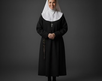 Vestido de monja hecho a mano para mujer, atuendo de monja adulta, vestimenta litúrgica