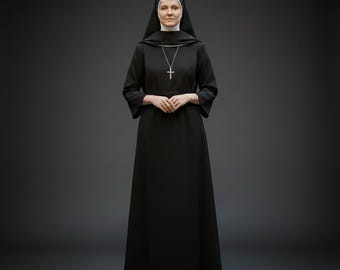 Hábito de monja para mujer, traje de monja para adultos, sotana personalizada, prenda religiosa