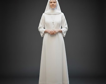 Vestido de monja hecho a mano para mujer, atuendo de monja adulta, vestimenta litúrgica