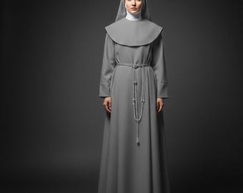 Hábito de monja para mujer, traje de monja para adultos, sotana personalizada, prenda religiosa
