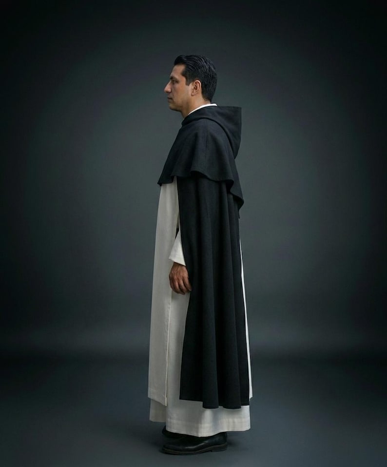 Dominican Friar Habit – Catholic Monastic Robe With Black Cappa & White ...