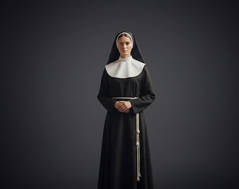 Cofia/velo de monja para mujer, traje de monja adulta, sotana personalizada