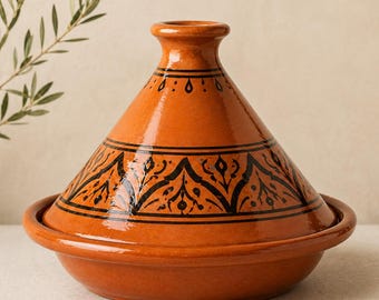 Marokkaanse klei tajine | Handgemaakte kookschaal | Rustiek terracotta keukendecor | Authentiek Marokkaans ambacht