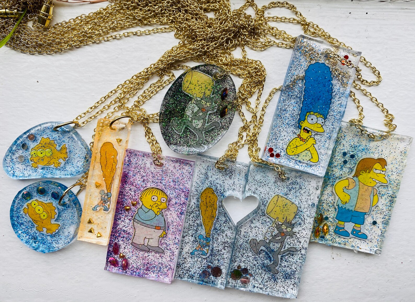 The Simpsons Glitter Gem Resin Necklaces Marge Simpson | Etsy