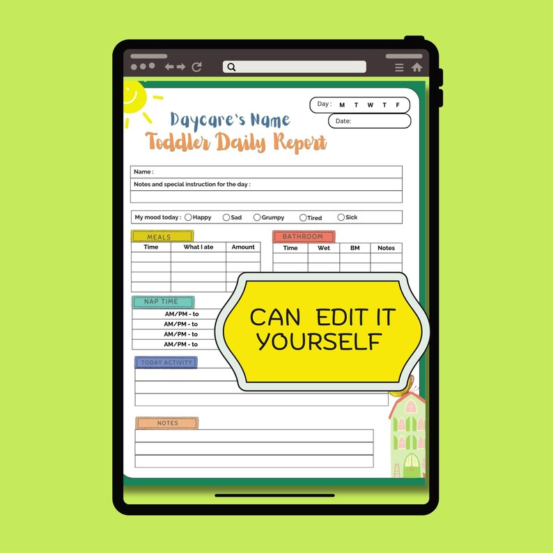 Toddler Daily Report Template, Editable Canva, Childcare Communication ...