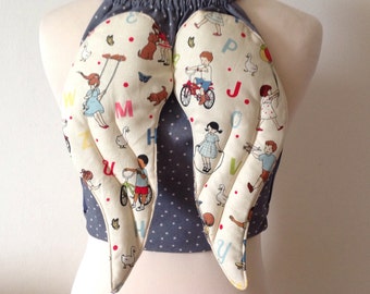 Nursery ballet bag - drawstring, fully lined with wings, for treasure , PE, shoes, dreams ;) retro