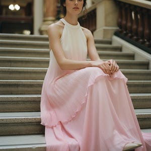 sachin and babi light blue dress Plunge Halterneck Dropped Waist Maxi Dress In Pink | EGO AU