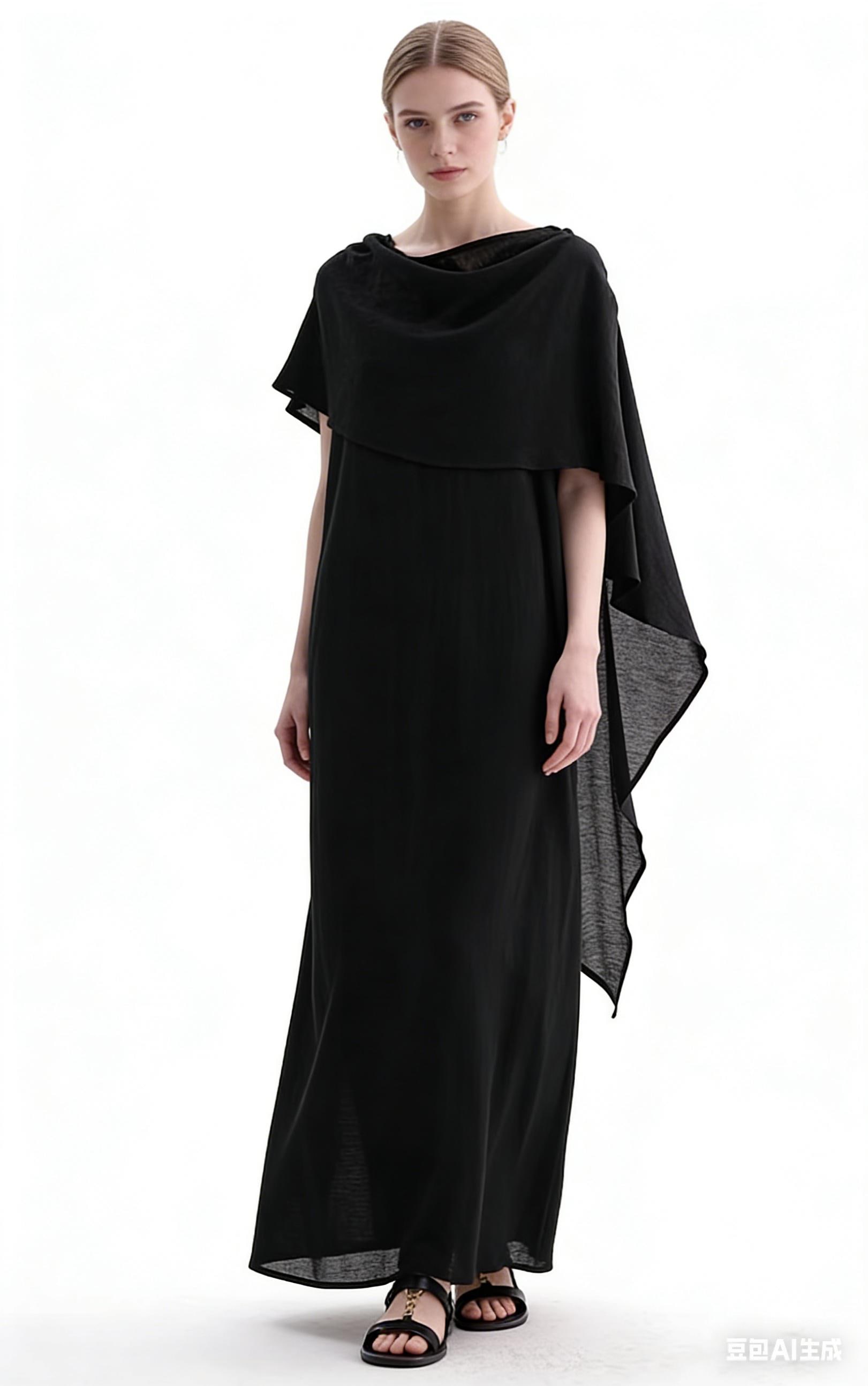 green emerald velvet dress Hooded Dress High Slit Maxi Dress with Sleeves Dune Style Clothing, Khaki / S