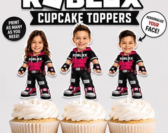 Roblox Topper - Personalized Birthday Cupcake Topper | Custom Face Party Decor