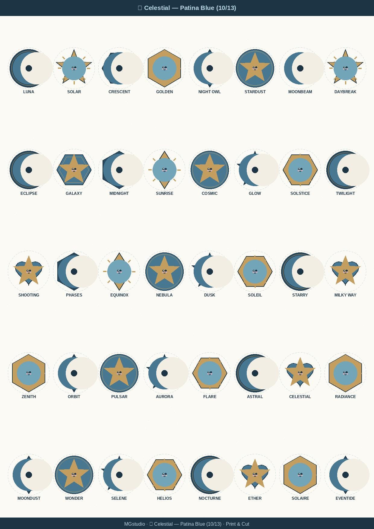 520 Kawaii Stickers Mega Pack | Printable Print & Cut | Patina Blue ...