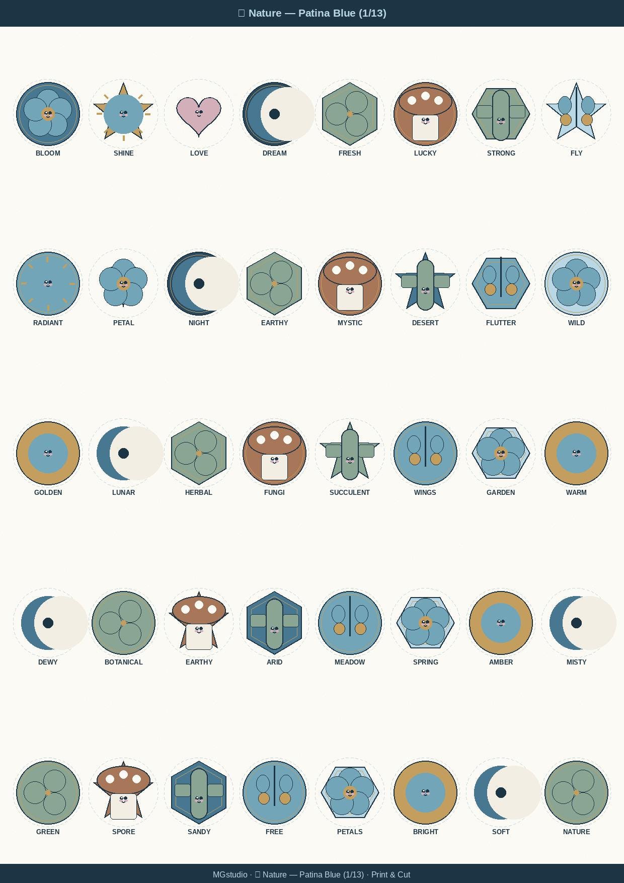 520 Kawaii Stickers Mega Pack | Printable Print & Cut | Patina Blue ...