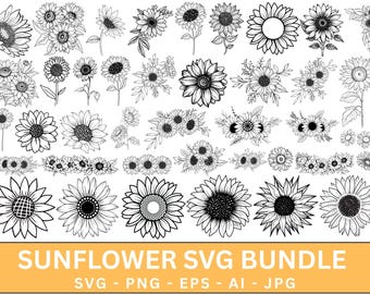 Sunflower SVG Bundle, sunflower, sunflower clipart, Commercial use, Cricut & Silhouette Cut Files, sunflower vector, Instant download