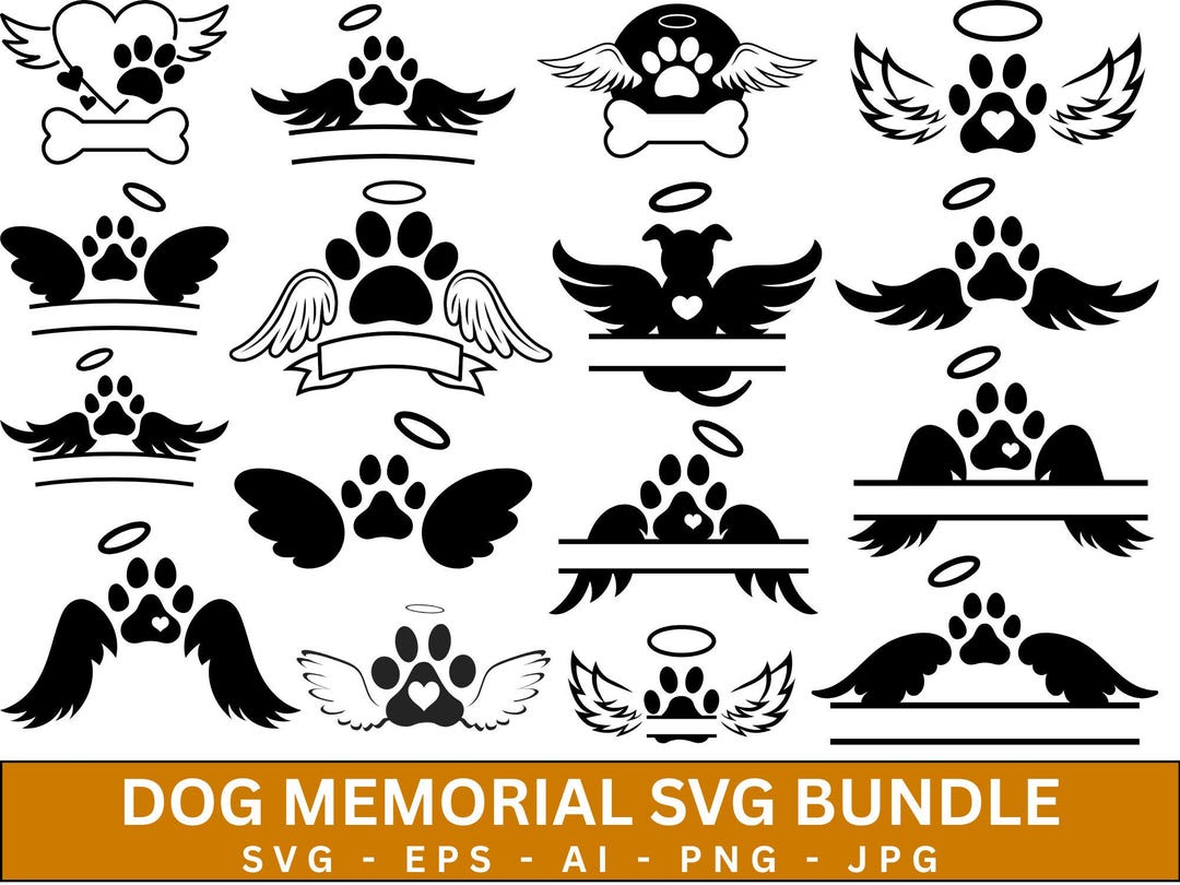 Dog Memorial SVG, Pet Memorial Svg Bundle, Pet in Heaven, Angel Wings ...