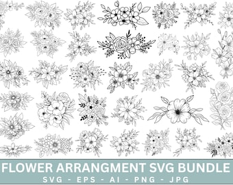 Floral Arrangements Svg Bundle, Floral Border Svg, Flower bouquet svg, Floral bundle clipart, Digital Download, flower png, plants
