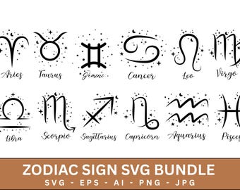 Zodiac Sign SVG Bundle, astrology Zodiac Cut Files, Star Constellation Cut Files, Zodiac Symbols svg, Cricut Silhouette Vectors