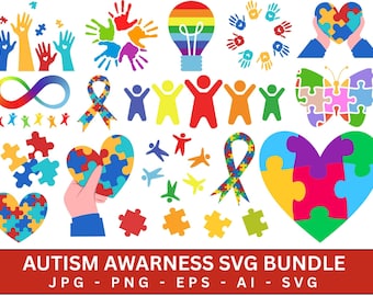 Austism Awareness svg Bundle, Autism quotes bundle, Awareness png, Autism typography, Puzzle svg, Puzzle Piece svg, Digital Download
