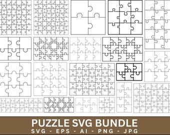 Puzzle Svg Templates, Jigsaw Pieces Puzzle Clipart, Puzzle Piece Svg, Puzzle Template Pattern Silhouette, Commercial Use, Instant Download