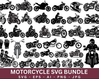 Motorcycle SVG Bundle, Racing Moto Graphics, Motorcycle PNG Clipart, Commercial use, Biker svg Files, Dirt Bike Designs, Cut Files