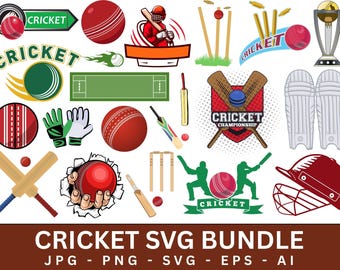 Cricket SVG Bundle, Cricket clip art, Cricket Cricut Svg, Cricket Player, cricket trophy, Cricket cut file, cricket helmet, Instant Download