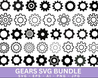 Gears SVG Bundle, Gears SVG Cut Files for Cricut, Gears Silhouette, Metal Gears Svg, Gears Silhouette, Gears Clipart, Gear Shapes Svg