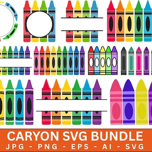 Crayon SVG Bundle, Crayon Set Svg, Crayon Wrapper Svg, Crayon Clipart, Crayon Split Monogram, Crayon Cut File, Crayon Divider