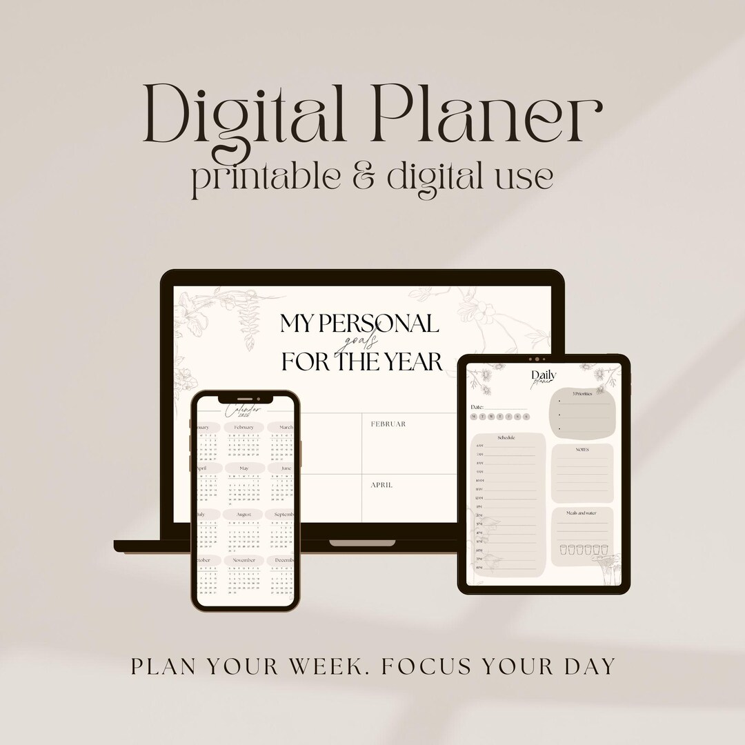 Weekly & Daily Planner Printable PDF | Minimal Digital Planner ...