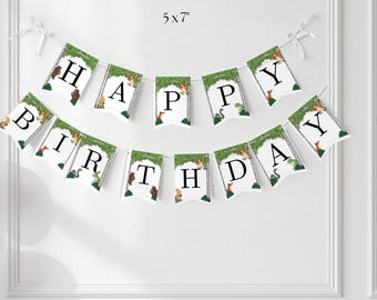 Gruffalo Birthday Banner Printable, Woodland Party Banner, Kids Birthday Party Decorations, Printable Birthday Banner