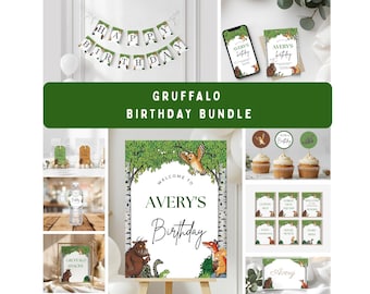 Gruffalo Birthday Bundle Printable | Invitation + Welcome Sign, Julia Donaldson Party Set, Deep Dark Wood Theme Digital Download