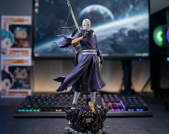 Figurine Uchiha Obito à Tête Interchangeable – Naruto – Statuette Collector avec Socle Diorama – Idée Cadeau Fan Anime