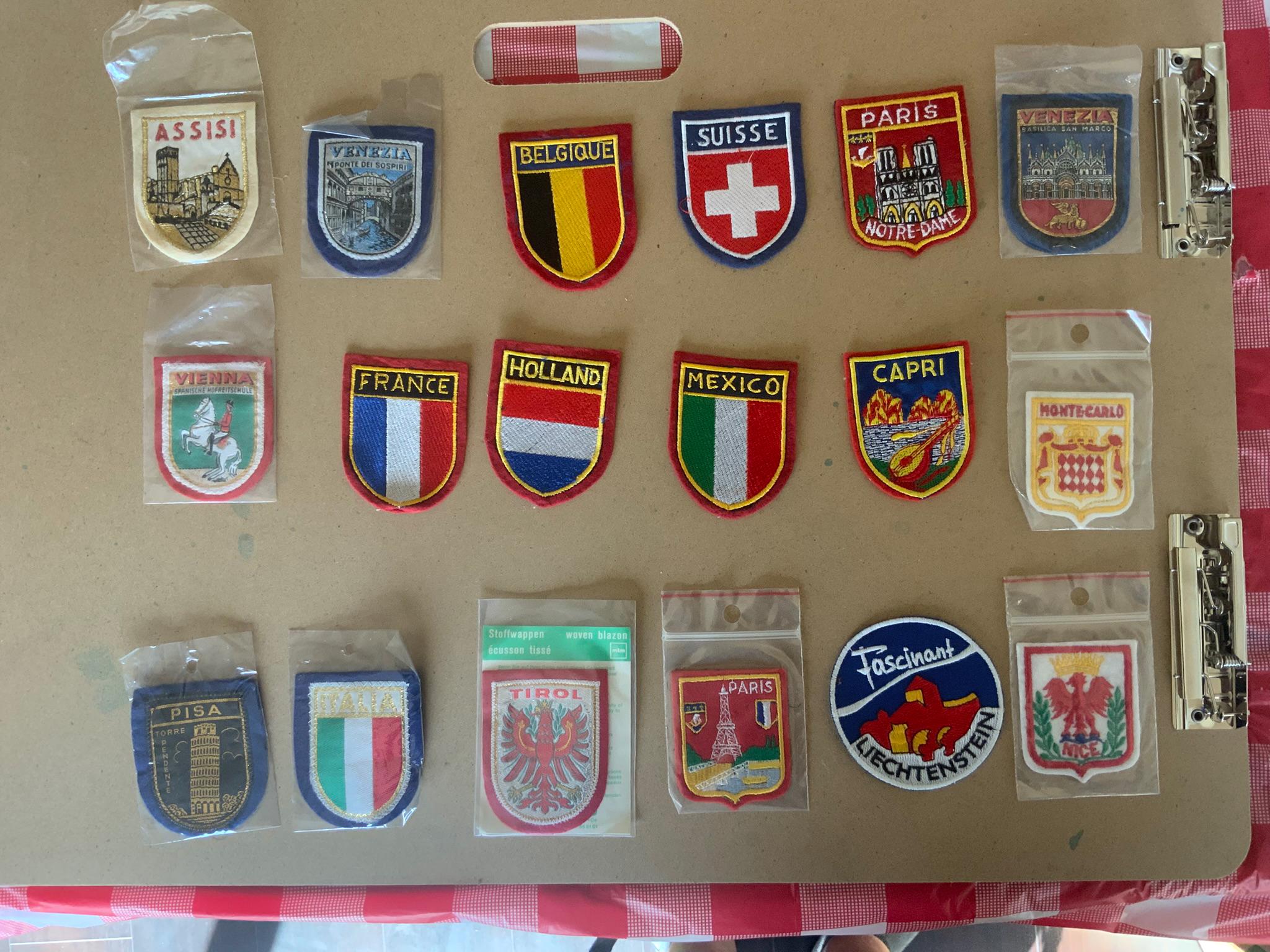 Vintage 1950s-60s Travel Souvenir Patch Collection European Cities, Mexico & Colorado Mid-Century Memorabilia