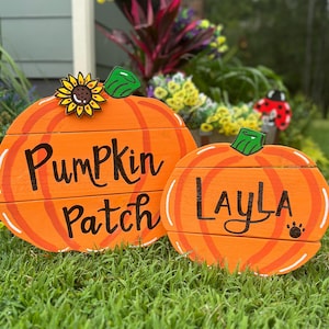 Fall Pumpkin Patch Personalized | Yard Stake | Porch Sitter | Work Decor | Door Hanger