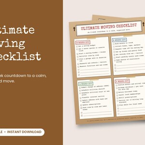Moving Checklist Printable | 8 Week Moving Timeline & Packing Planner | New Home Digital Download