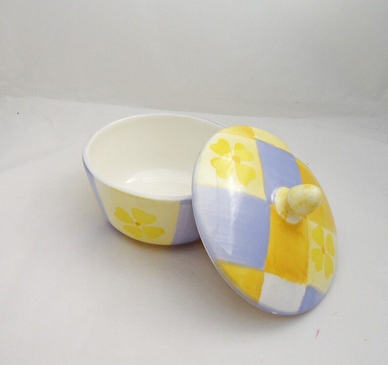 Vintage Sugar Bowl Yellow and Blue Sugar Bowl Porcelain Etsy