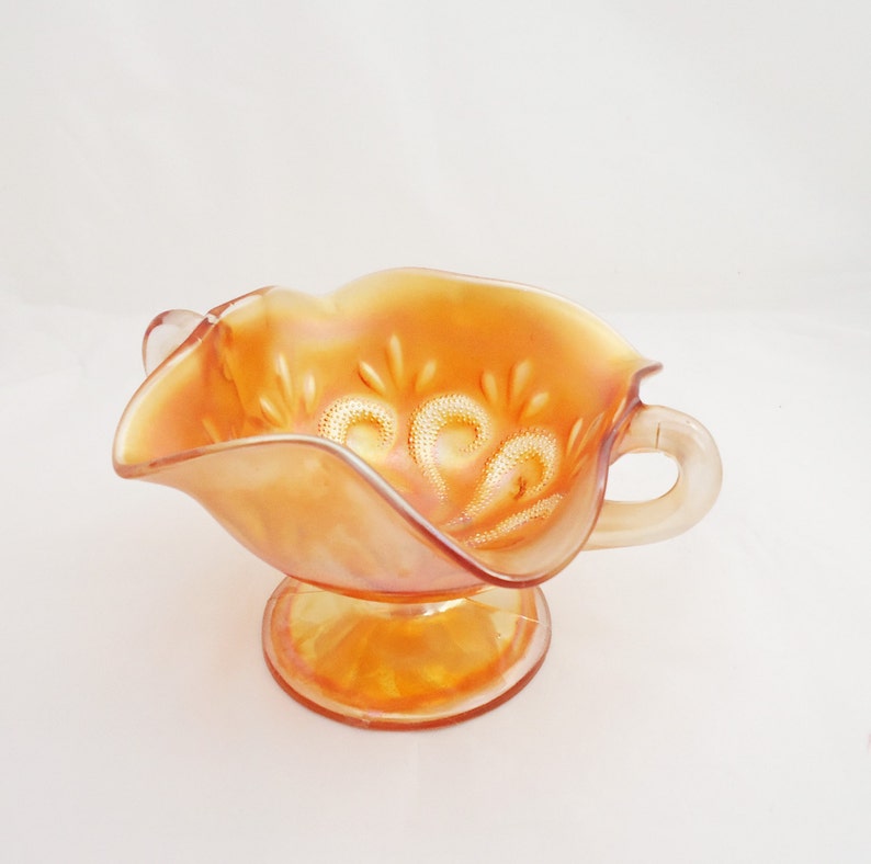 Vintage Dugan Glass Co. Carnival Glass Bowl, Orange Carnival Glass, 1910s Vintage Bowl, Vintage Carnival Glass Bowl/Dish image 1