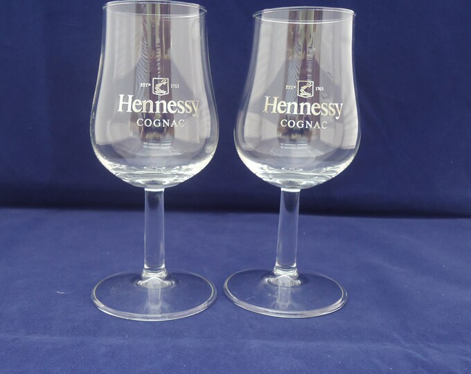 Vintage Engraved Hennessy Brandy Glasses Pair of French Etsy UK