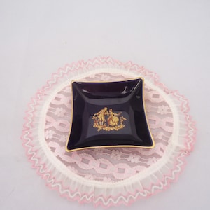Limoges Cobalt Blue Trinket Dish, Limoges Trinket Tray, Signed Limoges Small Cobalt Blue Ring Dish