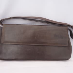 Brown Leather Handbag, Occasion Clutch, Vintage Leather Handbag made in Czechoslovakia