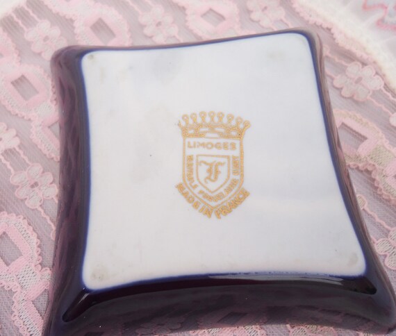 Limoges Cobalt Blue Trinket Dish, Limoges Trinket… - image 7