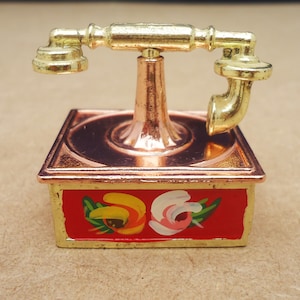 Miniatur Hausboot Hausboot Volkskunst Telefon, Handgemaltes Miniatur Telefon, Puppenhaus Telefon