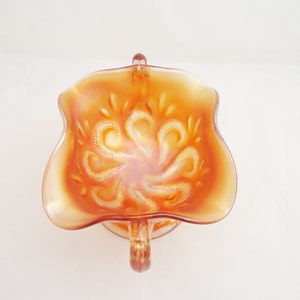 Vintage Dugan Glass Co. Carnival Glass Bowl, Orange Carnival Glass, 1910s Vintage Bowl, Vintage Carnival Glass Bowl/Dish image 3