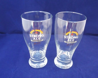 Collectable John Smith's Strong Ale Beer Glass, Pair of Rare John Smith's Strong Ale Beer Glass