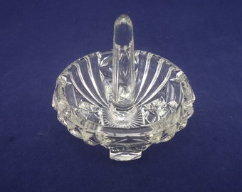 Clear Glass Ring Holder, Clear Glass Footed Ring Holder, Glass Jewellery Storage