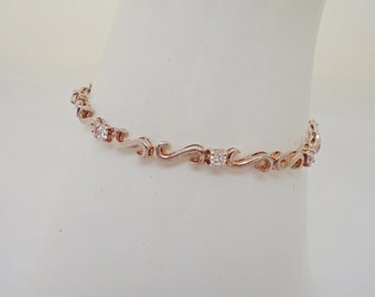 Vintage Bracelet, Classic and 925 Sterling Silver Lovely With Clear Stones Bracelet, Vintage Sterling Silver Bracelet, UK Seller