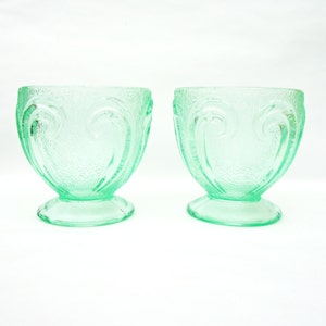 Vintage Pressed Green Glass Ice Cream Cup, Sherbet Cup, Candy Dish, UK Seller