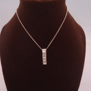 Vintage Sterling Silver and CZ Small Pendant with Chain