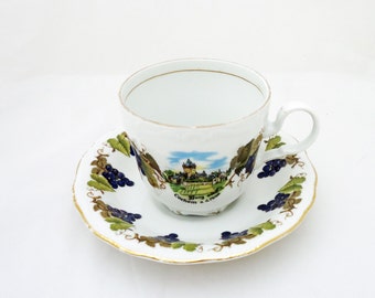 Vintage Kunst-Palette Regnitzlosau K  T Bavaria Tea Cup and Sauser, Grape Design, UK Seller